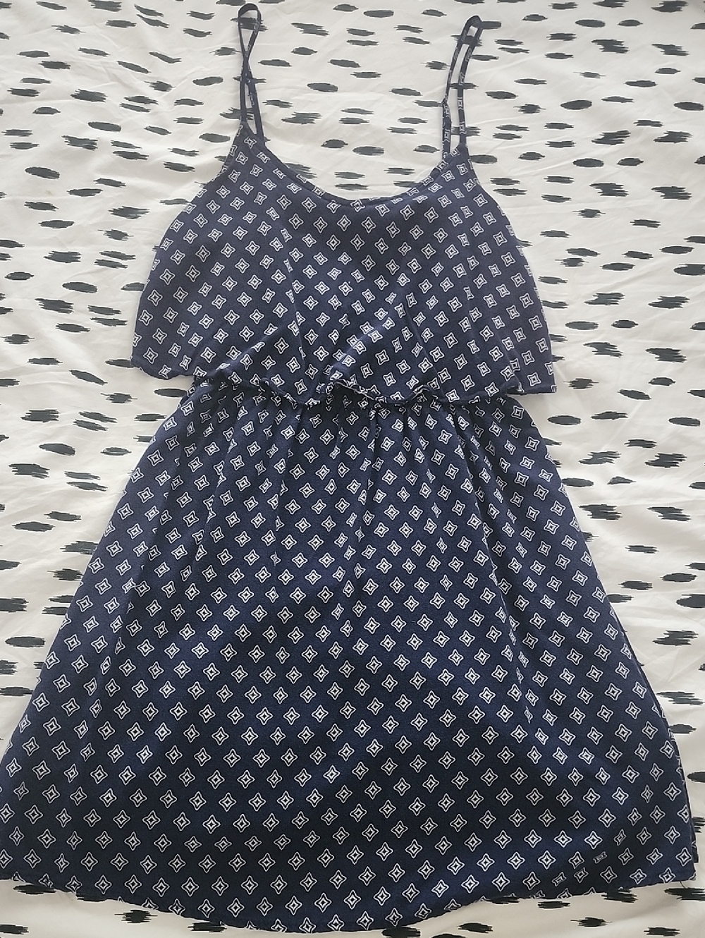 H&M Navy and White Diamond-Print Sundress for Juniors